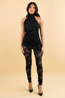  Calla black gather hem lace trousers (Available in black red & Ivory)