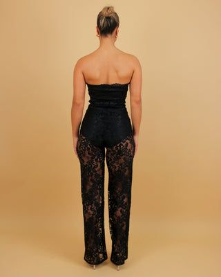 Danica lace loose leg jumpsuit (Available in black red & Ivory)