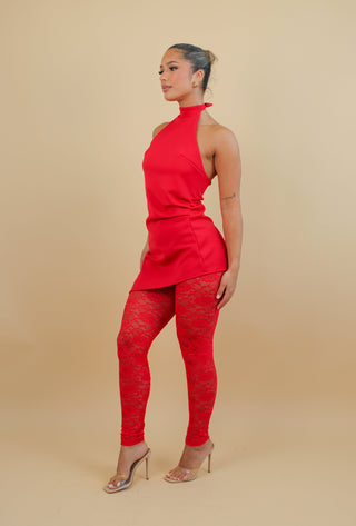 Sale Calla red lace leggings size 6