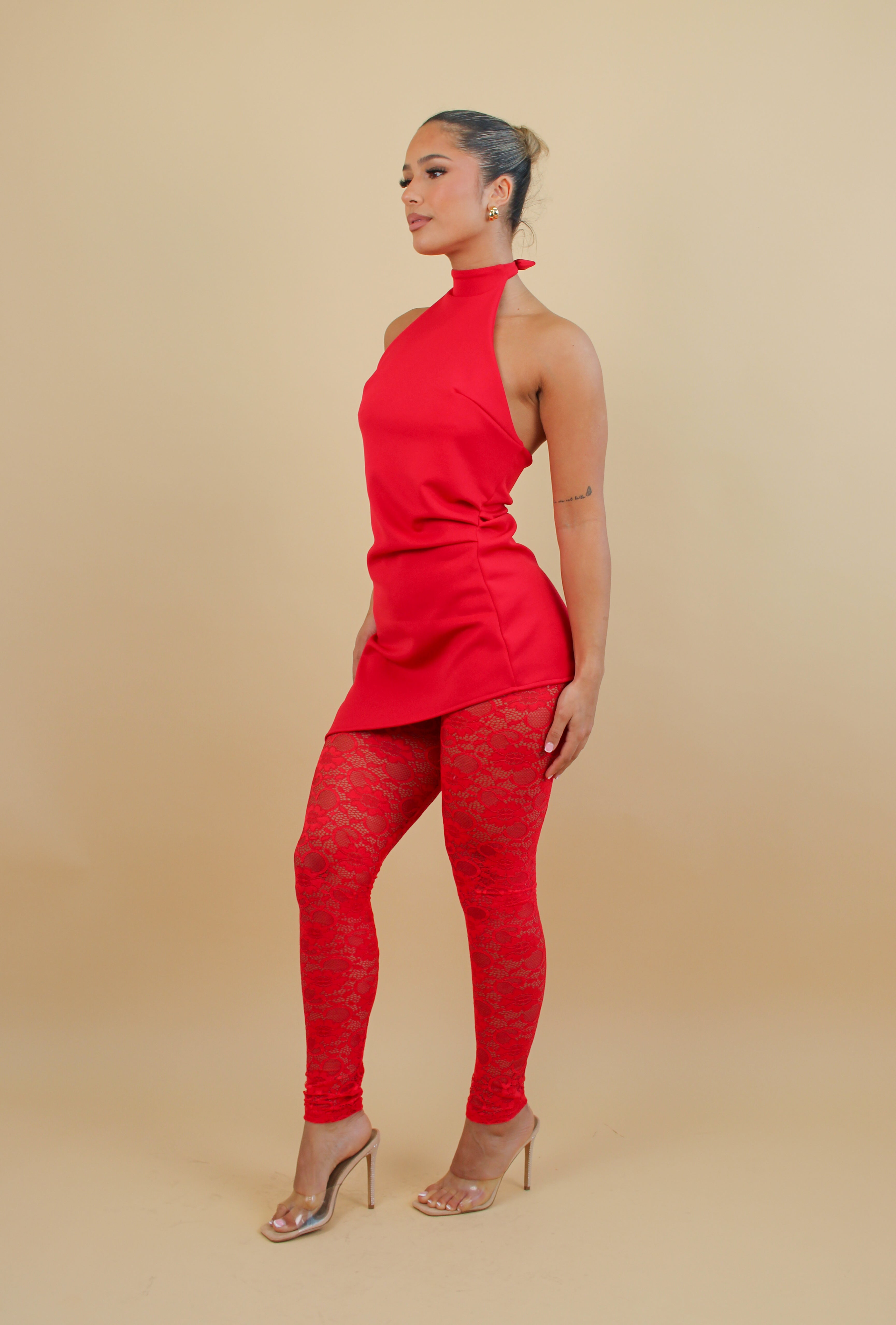 Flash sale Calla aster red trouser set