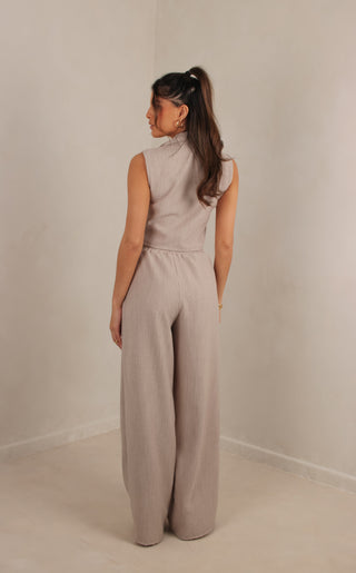 Freya linen crop top and loose leg trouser set