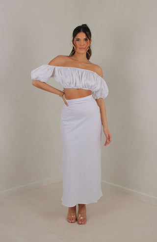 Lana strapless top and midi skirt set