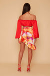 Custom amber top & Multi-Coloured Ruby Skirt Co ord Set