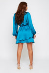 Sale Madison teal silk feel layered dress size 16