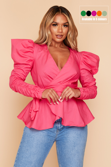  LUCY PEPLUM WRAP TOP