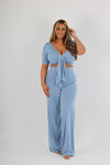 Tie front short sleeve top & Zara trousers co ord set