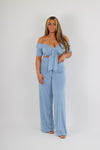 Tie front short sleeve top & Zara trousers co ord set