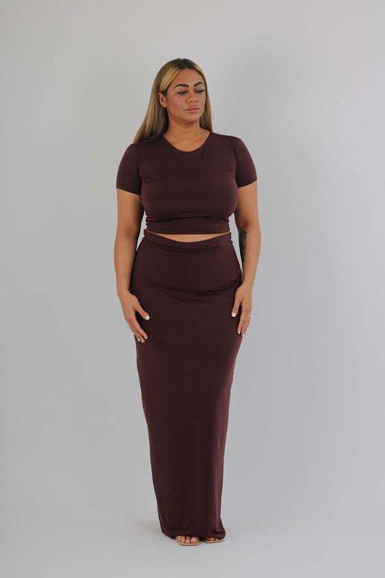 Sale Short sleeve crop & maxi skirt co ord set size 16