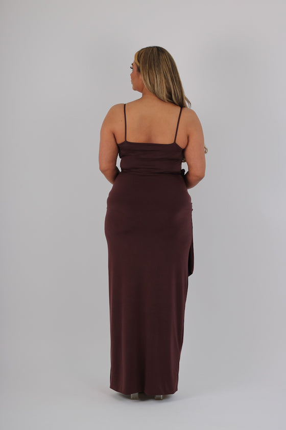 Maxi strap dress with detachable waist tie