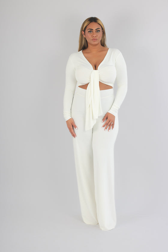 Tie front crop & Zara trousers co ord set