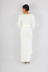 Long sleeve maxi dress with detachable waist tie