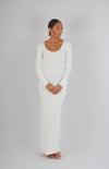 Long sleeve maxi dress with detachable waist tie