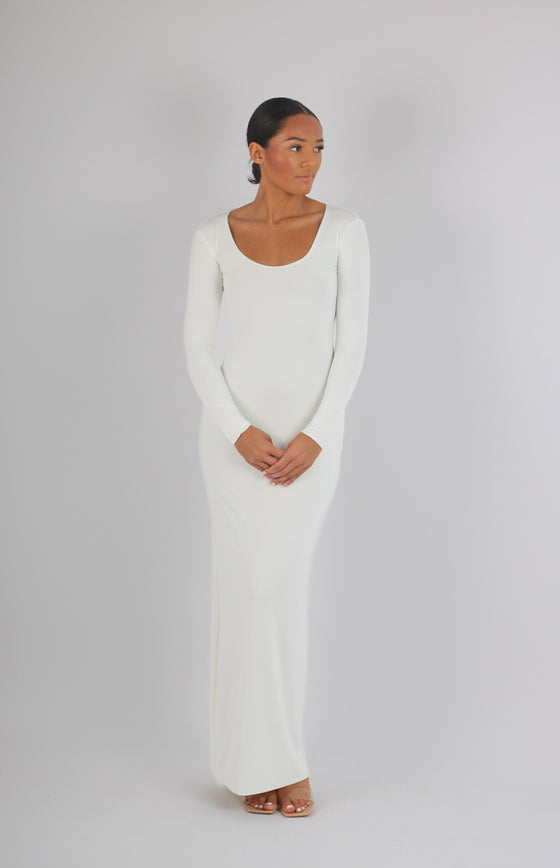 Long sleeve maxi dress with detachable waist tie