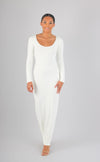 Long sleeve maxi dress with detachable waist tie