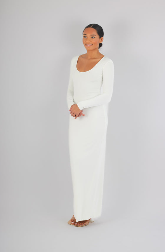 Long sleeve maxi dress with detachable waist tie