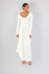 Long sleeve maxi dress with detachable waist tie