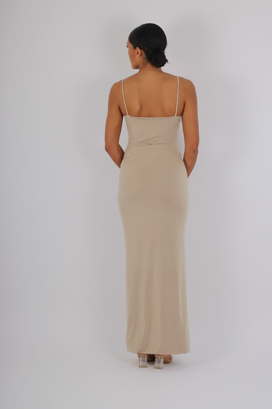 Maxi strap dress with detachable waist tie