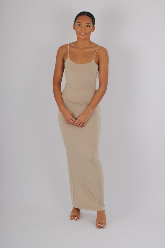 Maxi strap dress with detachable waist tie