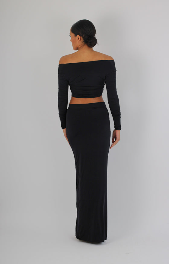 Long sleeve crop top & maxi skirt co ord set