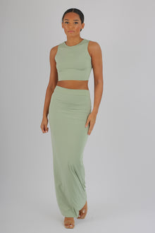  Racer back crop & maxi skirt co ord set