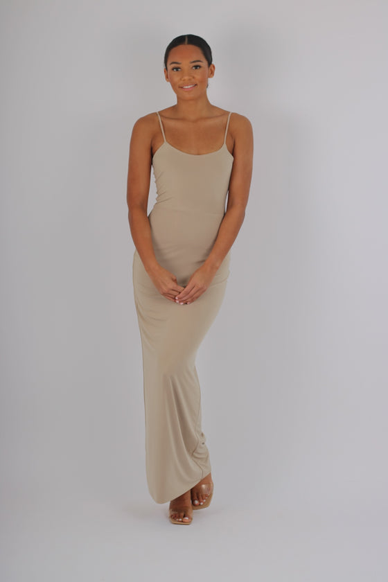 Maxi strap dress with detachable waist tie