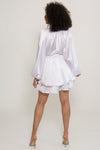 Madison White silk feel layered dress with belt