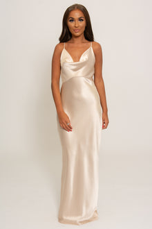  Bethany Satin Cowl Neck Bridesmaid Dress