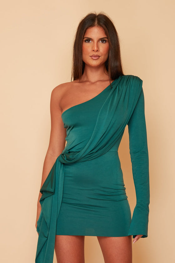 Sale Cassie Mini Dress (Longer Sleeve) Forest Green