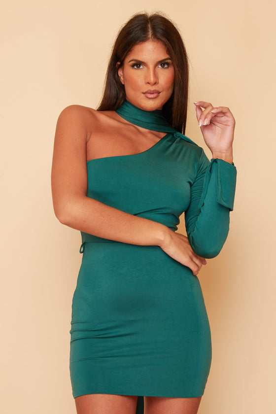 Sale Cassie Mini Dress (Longer Sleeve) Forest Green
