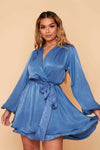 Madison Bluebell Velvet Satin Layered Dress