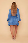 Madison Bluebell Velvet Satin Layered Dress