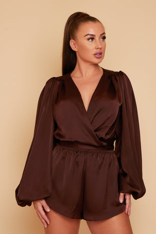 Amber Co Ord Silky Wrap Top & Matching Shorts (More Colours Available)