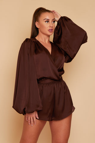 Amber Co Ord Silky Wrap Top & Matching Shorts (More Colours Available)