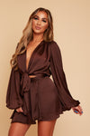 Aria Co Ord Silky Wrap Top & Wrap skirt (More Colours Available)
