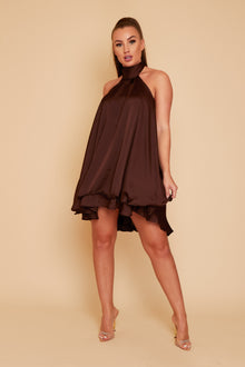  Anya Backless Halter Dress Chocolate
