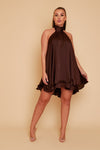 Anya Backless Halter Dress Chocolate