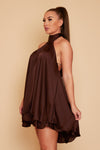Anya Backless Halter Dress Chocolate