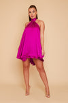 Anya Backless Halter Dress Magenta