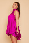 Anya Backless Halter Dress Magenta