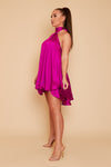 Anya Backless Halter Dress Magenta