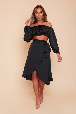 Valencia Silky Wrap Midi Skirt