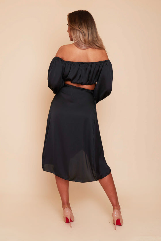Valencia Silky Wrap Midi Skirt