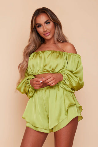 Lime Havanna Short Co-ord Set