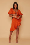Lydia Puff Sleeve Co-ord Set With Wrap Skirt