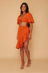 Lydia Puff Sleeve Co-ord Set With Wrap Skirt