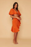 Lydia Puff Sleeve Co-ord Set With Wrap Skirt
