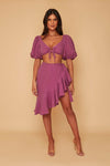 Lydia Puff Sleeve Co ord Set With Wrap Skirt