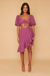 Lydia Puff Sleeve Co ord Set With Wrap Skirt