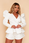 Bey Co-ord Leather look Wrap Jacket & Shorts Set (More Colours Available)