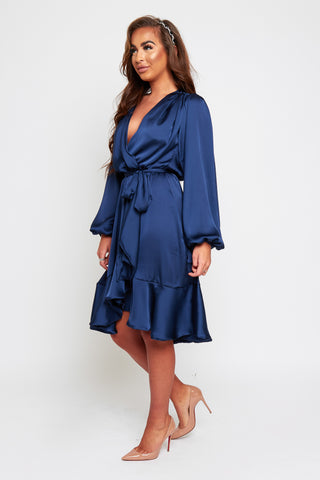Maya Wrap Style Dress With Frilled Hem
